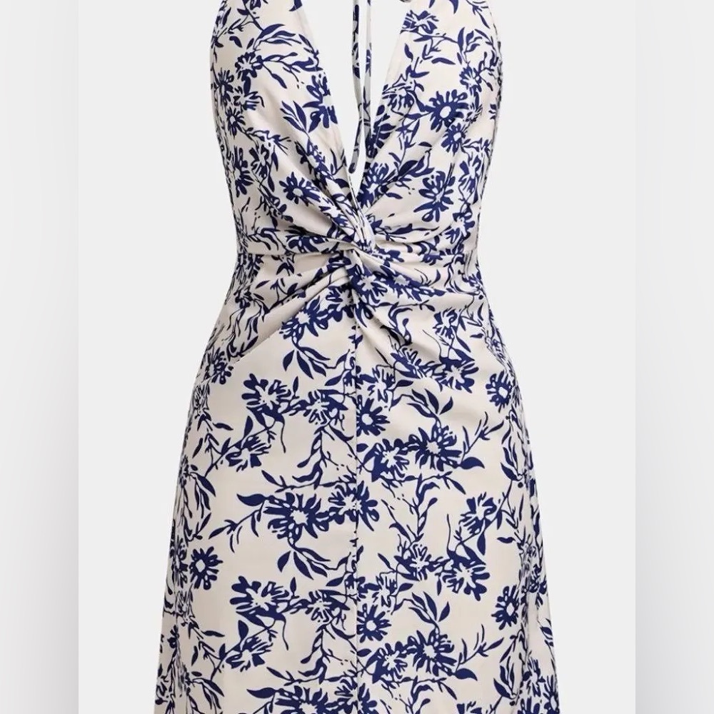 Cupshe Floral Halter Dress in Navy and Cream